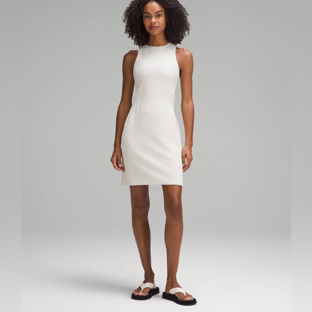 Lululemon Ribbed Softstreme Slim-Fit Tank Dress light Ivory , size 4
